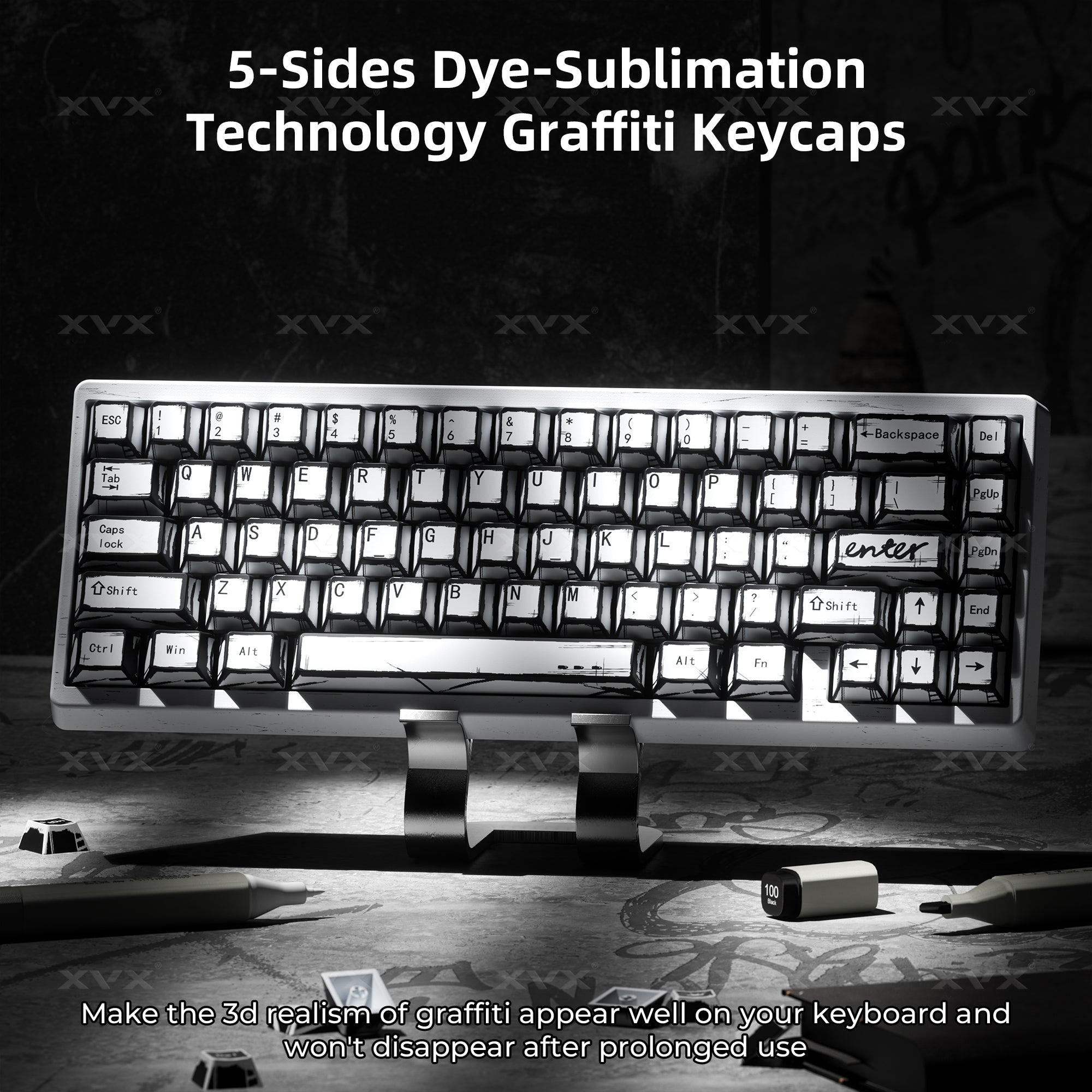 XVX Manga Theme Graffiti Cherry Profile 134-Key Dye-Sub PBT Keycap Set