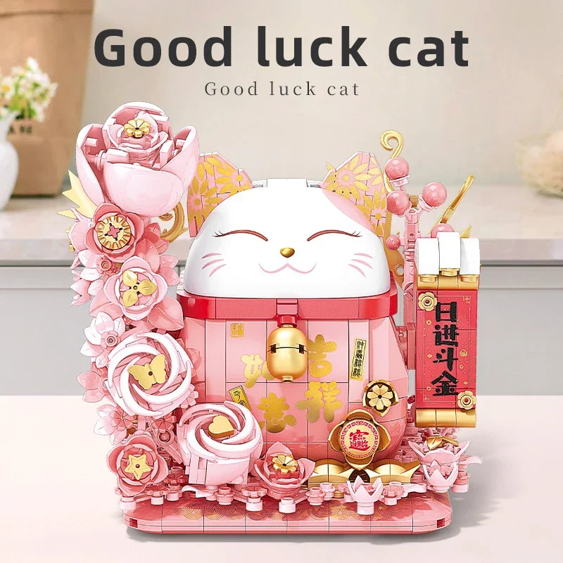Lucky Cat Building Bricks Set With Lights