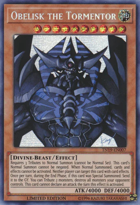 Obelisk the Tormentor [TN19-EN007] Prismatic Secret Rare